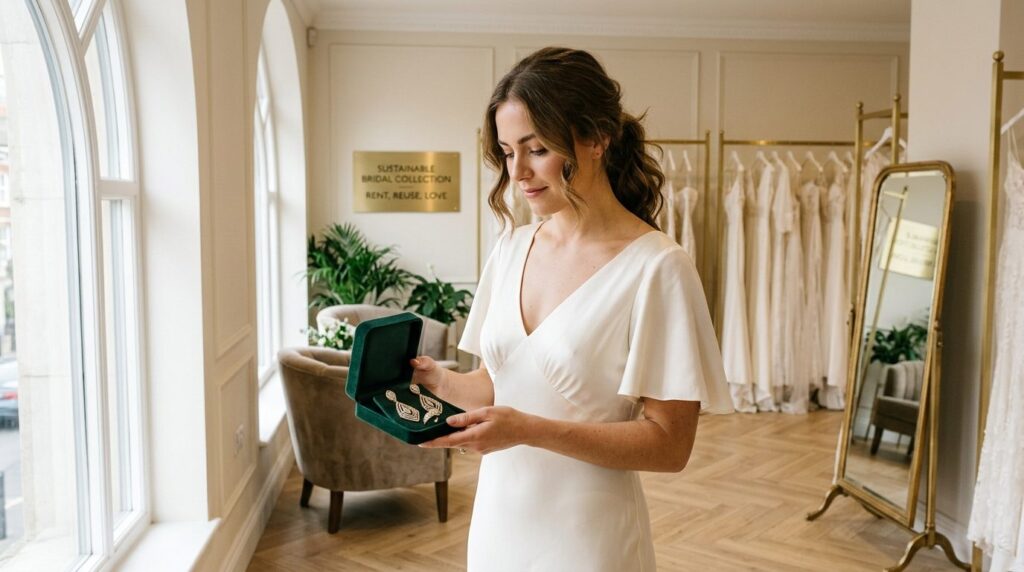 Realistic fashion photography: Young bride in a rented white