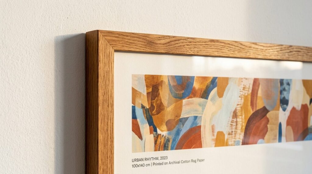 Close-up detail shot of a premium wooden picture frame holdi