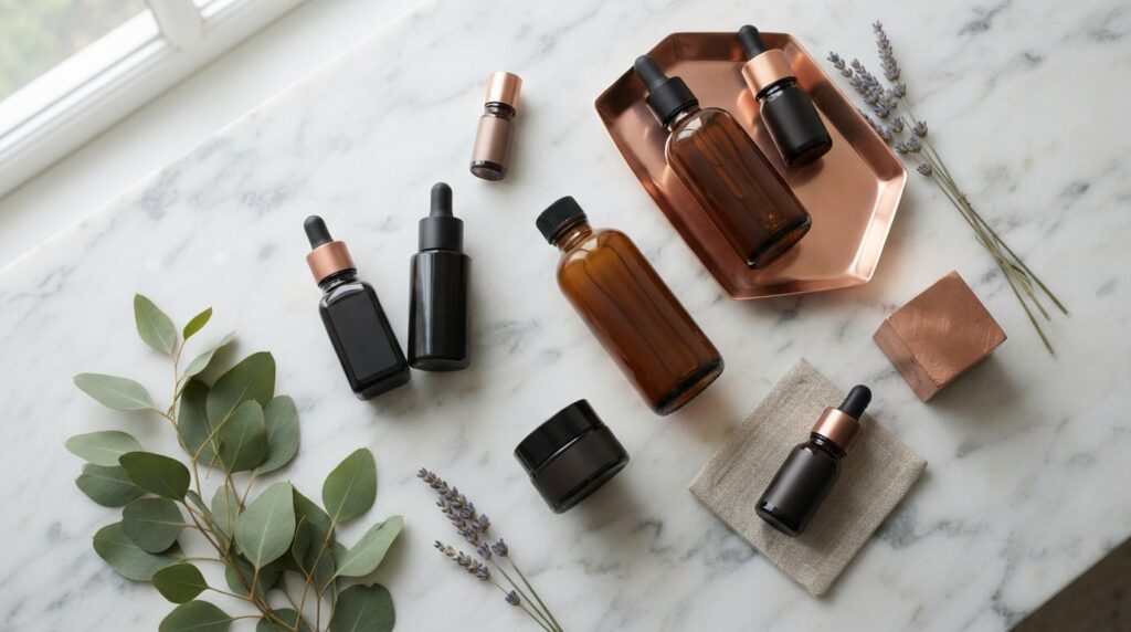 Sophisticated flat lay composition of mens premium peptide